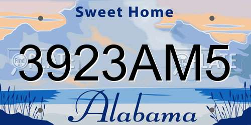 3923AM5 Alabama License Plate
