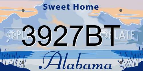 3927BT Alabama License Plate