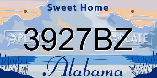 3927BZ Alabama License Plate