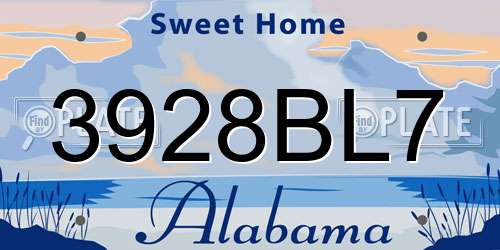 3928BL7 Alabama License Plate