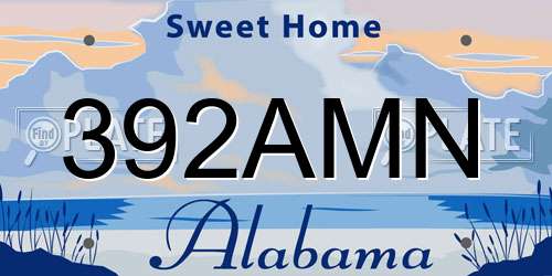 392AMN Alabama License Plate