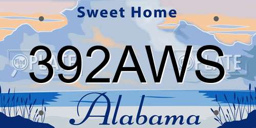 392AWS Alabama License Plate