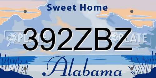 392ZBZ Alabama License Plate