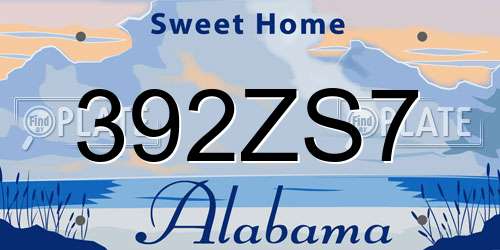 392ZS7 Alabama License Plate