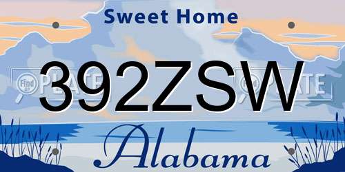 392ZSW Alabama License Plate