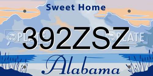 392ZSZ Alabama License Plate