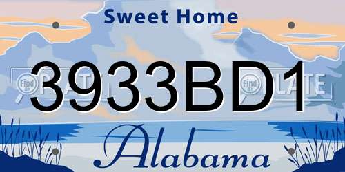 3933BD1 Alabama License Plate