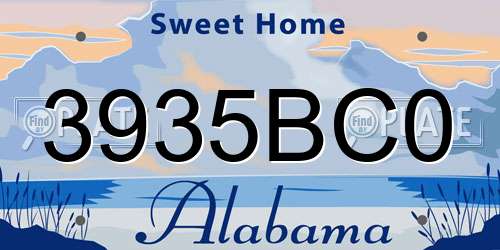3935BC0 Alabama License Plate