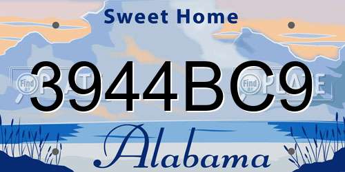 3944BC9 Alabama License Plate