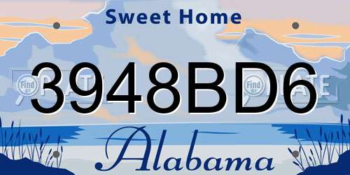 3948BD6 Alabama License Plate