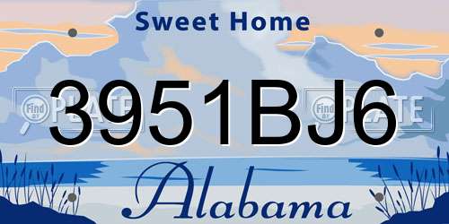 3951BJ6 Alabama License Plate