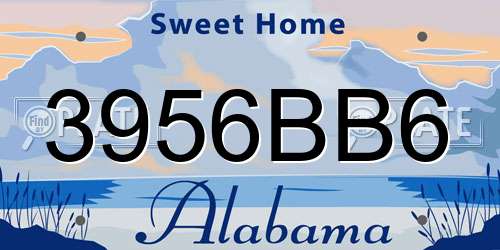 3956BB6 Alabama License Plate