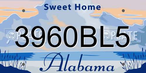 3960BL5 Alabama License Plate