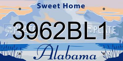 3962BL1 Alabama License Plate