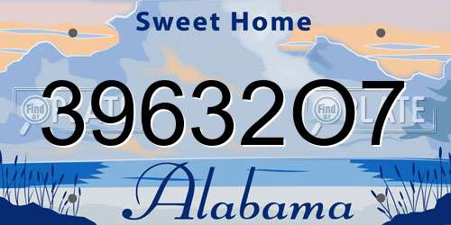 39632O7 Alabama License Plate