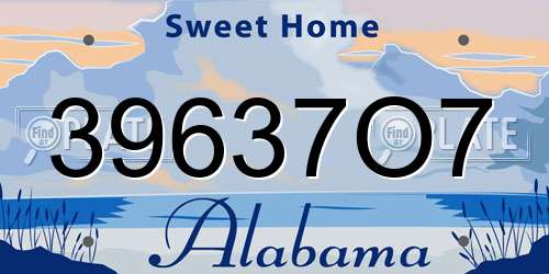 39637O7 Alabama License Plate