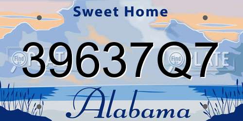 39637Q7 Alabama License Plate