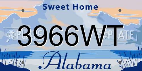 3966WT Alabama License Plate