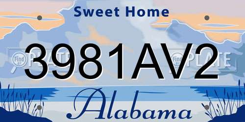 3981AV2 Alabama License Plate