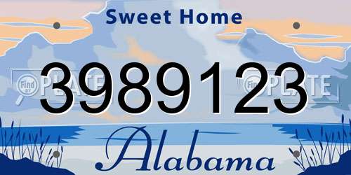 3989123 Alabama License Plate