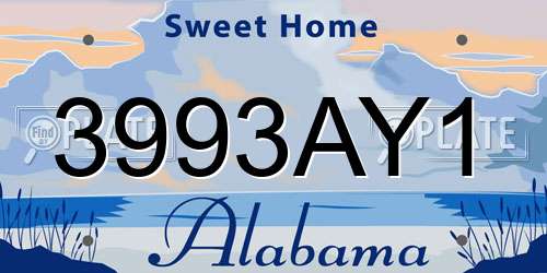 3993AY1 Alabama License Plate