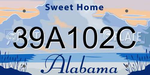 39A102C Alabama License Plate
