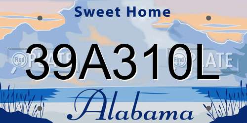 39A310L Alabama License Plate