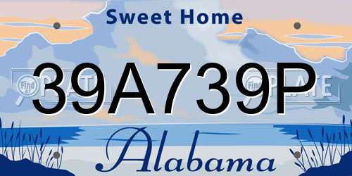 39A739P Alabama License Plate