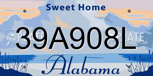 39A908L Alabama License Plate