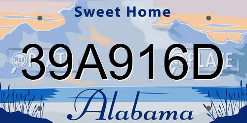 39A916D Alabama License Plate