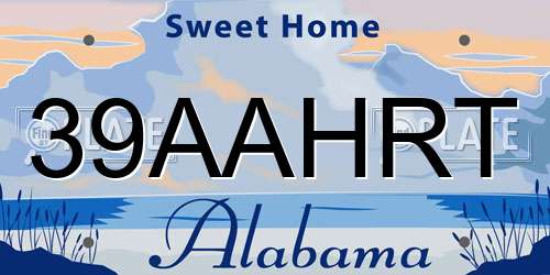 39AAHRT Alabama License Plate