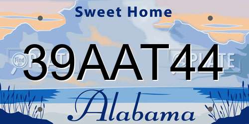 39AAT44 Alabama License Plate