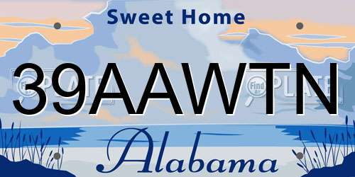 39AAWTN Alabama License Plate