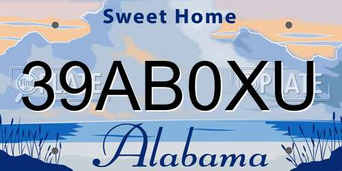 39AB0XU Alabama License Plate