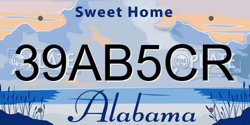 39AB5CR Alabama License Plate