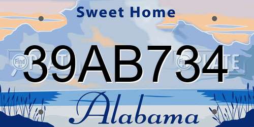 39AB734 Alabama License Plate