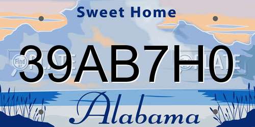 39AB7H0 Alabama License Plate
