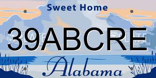 39ABCRE Alabama License Plate