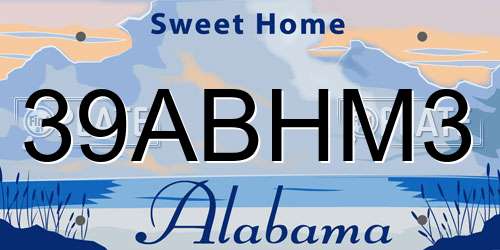 39ABHM3 Alabama License Plate