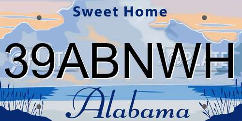 39ABNWH Alabama License Plate