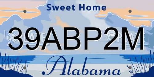 39ABP2M Alabama License Plate