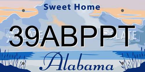 39ABPPT Alabama License Plate