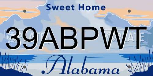 39ABPWT Alabama License Plate