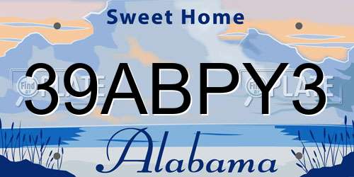 39ABPY3 Alabama License Plate