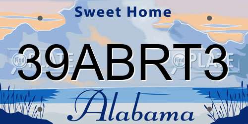 39ABRT3 Alabama License Plate