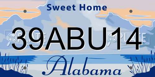 39ABU14 Alabama License Plate