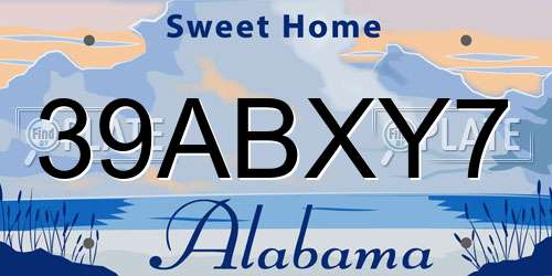 39ABXY7 Alabama License Plate