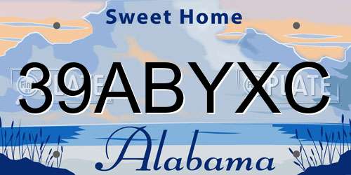 39ABYXC Alabama License Plate