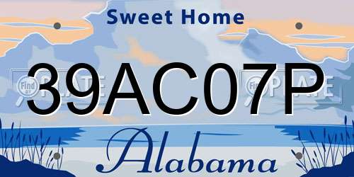 39AC07P Alabama License Plate