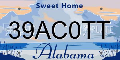 39AC0TT Alabama License Plate